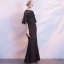 Modern / Fashion Black Evening Dresses  2018 Trumpet / Mermaid Scoop Neck 1/2 Sleeves Split Front Floor-Length / Long Formal Dresses
