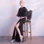Modern / Fashion Black Evening Dresses  2018 Trumpet / Mermaid Scoop Neck 1/2 Sleeves Split Front Floor-Length / Long Formal Dresses