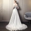 Luxury / Gorgeous Grey Pierced Evening Dresses  2018 A-Line / Princess High Neck Cap Sleeves Beading Crystal Tassel Cathedral Train Ruffle Backless Formal Dresses