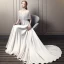 Luxury / Gorgeous Grey Pierced Evening Dresses  2018 A-Line / Princess High Neck Cap Sleeves Beading Crystal Tassel Cathedral Train Ruffle Backless Formal Dresses