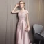 Elegante Pink Abendkleider 2018 A Linie Rundhalsausschnitt Ärmel Pailletten Perlenstickerei Schleife Stoffgürtel Kathedrale Schleppe Rüschen Rückenfreies Festliche Kleider