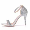 Charming Multi-Colors Rhinestone Wedding Shoes 2023 Ankle Strap 9 cm Stiletto Heels Open / Peep Toe Wedding Sandals High Heels