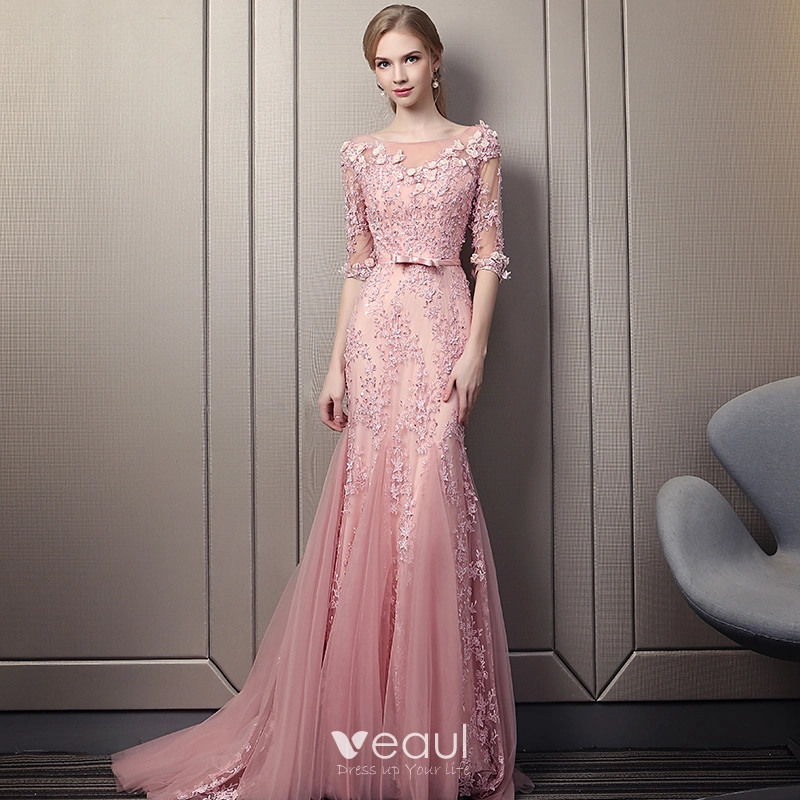 Stunning Blushing Pink Evening Dresses 2018 Trumpet Mermaid