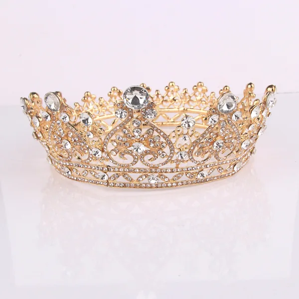 Baroque Charming White Rhinestone Alloy Wedding Tiara Bridal Hair Accessories 2022