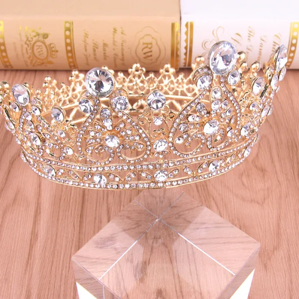 Baroque Charming White Rhinestone Alloy Wedding Tiara Bridal Hair Accessories 2022