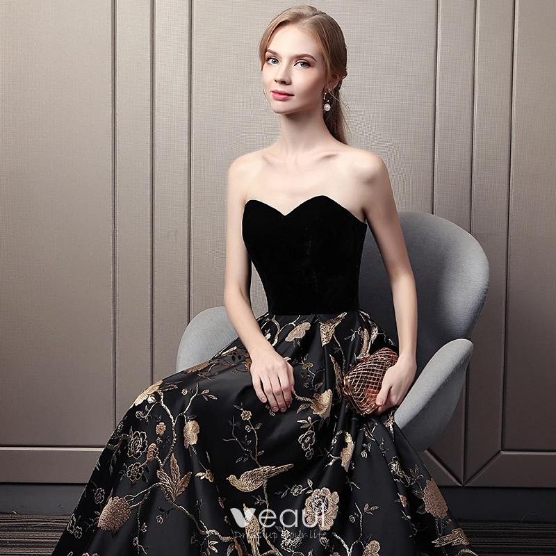 Black and gold top prom dresses 2018
