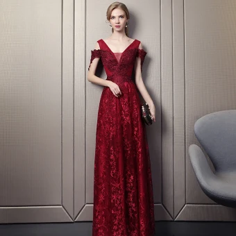 Sexy Bordeaux Robe De Soirée 2018 Princesse V Cou Bustier Manches Courtes Étoile Appliques En Dentelle Glitter Faux Diamant Longue Volants Dos Nu Robe De Ceremonie