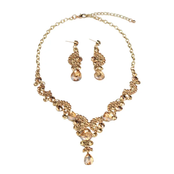 Fancy Multi-Colors Crystal Rhinestone Prom Earrings Necklaces Accessories 2023 Alloy