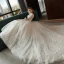Chic / Beautiful Ivory Pierced Wedding Dresses 2018 Ball Gown Scoop Neck Sleeveless Backless Appliques Flower Lace Pearl Sequins Royal Train Ruffle