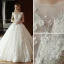 Chic / Beautiful Ivory Pierced Wedding Dresses 2018 Ball Gown Scoop Neck Sleeveless Backless Appliques Flower Lace Pearl Sequins Royal Train Ruffle