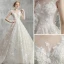 Mote Champagne Boret Brudekjoler 2018 Ballkjole Scoop Halsen Ryggløse Hette Ermer Appliques Blonder Perle Beading Chapel Train