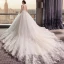 Chic / Beautiful Ivory Wedding Dresses 2018 Ball Gown V-Neck Cap Sleeves Heart-shaped Backless Appliques Lace Pearl Ruffle Royal Train