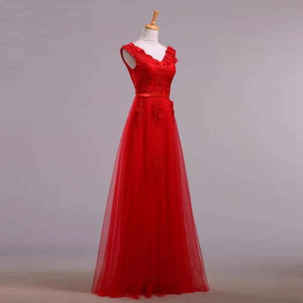 Elegant Pearl Pink Evening Dresses  2018 A-Line / Princess V-Neck Sleeveless Appliques Lace Beading Sash Floor-Length / Long Ruffle Backless Formal Dresses