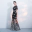 Modern / Fashion Black Evening Dresses  2018 A-Line / Princess Scoop Neck Short Sleeve Embroidered Rhinestone Pearl Metal Sash Floor-Length / Long Formal Dresses