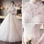 Chinese style Ivory Wedding Dresses 2018 Ball Gown High Neck Long Sleeve Backless Appliques Lace Rhinestone Ruffle Cathedral Train