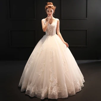 Chic Beautiful Church Hall Wedding Dresses 2017 Lace Appliques Pearl Sequins V Neck Sleeveless Backless Floor Length Long White Ball Gown