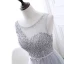 Élégant Gris Transparentes Robe De Soirée 2018 Princesse Encolure Dégagée Sans Manches Appliques En Dentelle Faux Diamant Noeud Ceinture Longue Volants Dos Nu Robe De Ceremonie