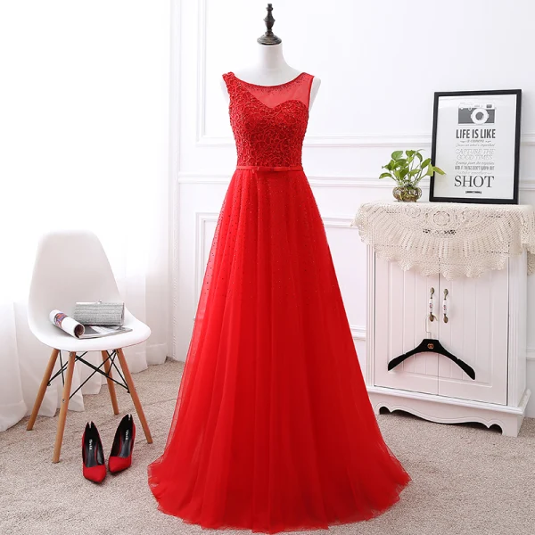 Élégant Gris Transparentes Robe De Soirée 2018 Princesse Encolure Dégagée Sans Manches Appliques En Dentelle Faux Diamant Noeud Ceinture Longue Volants Dos Nu Robe De Ceremonie