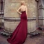 Sexy Bordeaux Robe De Soirée 2018 Empire Bretelles Spaghetti Sans Manches Perlage Ceinture Tribunal Train Volants Dos Nu Robe De Ceremonie