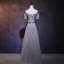 Élégant Gris Glitter Robe De Soirée 2018 Princesse De l'épaule Manches Courtes Faux Diamant Ceinture Longue Volants Dos Nu Robe De Ceremonie