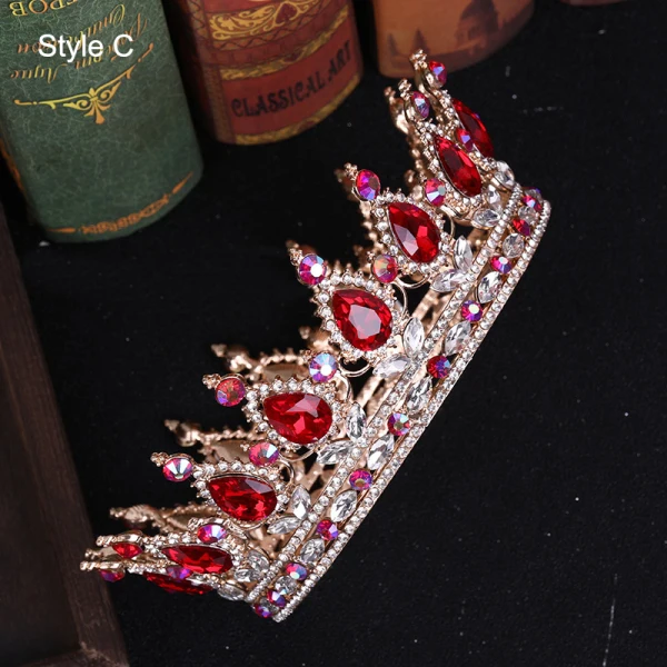 Charming Burgundy Handmade  Rhinestone Alloy Bridal Hair Accessories Wedding Crown 2023