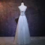 Chic / Beautiful Sky Blue Evening Dresses  2018 A-Line / Princess V-Neck Sleeveless Appliques Lace Pearl Rhinestone Beading Floor-Length / Long Ruffle Backless Formal Dresses