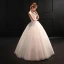Chic / Belle Salle Robe De Mariée 2017 En Dentelle Paillettes Appliques Dos Nu Faux Diamant Perle Encolure Dégagée Sans Manches Longue Blanche Robe Boule