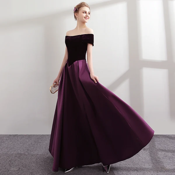 Enkel Drue Brudepikekjoler 2018 Prinsesse Av Skulderen Korte Ermer Lange Buste Ryggløse Kjoler Til Bryllup