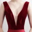 Simple Bordeaux Rouge Robe De Fete 2018 Princesse V-Cou Sans Manches Ceinture Mi-Longues Volants Dos Nu Robe De Ceremonie