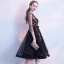Modern / Fashion Black Homecoming Graduation Dresses 2018 A-Line / Princess Square Neckline 3/4 Sleeve Appliques Lace Sash Knee-Length Ruffle Formal Dresses