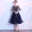 Modern / Fashion Black Homecoming Graduation Dresses 2018 A-Line / Princess Square Neckline 3/4 Sleeve Appliques Lace Sash Knee-Length Ruffle Formal Dresses