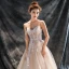 Chic / Belle Église Robe De Mariée 2017 En Dentelle Appliques Dos Nu Bretelles Spaghetti Sans Manches Cathedral Train Champagne Princesse
