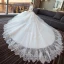 Schöne Ivory / Creme Durchsichtige Brautkleider 2018 Ballkleid V-Ausschnitt Lange Ärmel Rückenfreies Applikationen Mit Spitze Rüschen Königliche Schleppe