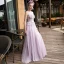 Elegant Lavender See-through Prom Dresses 2018 A-Line / Princess Scoop Neck Sleeveless Appliques Flower Pearl Rhinestone Sash Floor-Length / Long Ruffle