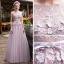 Elegant Lavender See-through Prom Dresses 2018 A-Line / Princess Scoop Neck Sleeveless Appliques Flower Pearl Rhinestone Sash Floor-Length / Long Ruffle