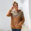 Comfortable Women Khaki Tops Leopard Hoodies 2021 Plush Loose Hooded Long Sleeve Casual Fall Winter Sweatshirts