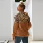 Comfortable Women Khaki Tops Leopard Hoodies 2021 Plush Loose Hooded Long Sleeve Casual Fall Winter Sweatshirts