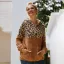 Comfortable Women Khaki Tops Leopard Hoodies 2021 Plush Loose Hooded Long Sleeve Casual Fall Winter Sweatshirts