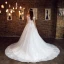 Elegante Weiß Brautkleider 2018 A Linie Off Shoulder Kurze Ärmel Rückenfreies Applikationen Mit Spitze Rüschen Kapelle-Schleppe