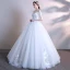 Affordable White Wedding Dresses 2018 Ball Gown Off-The-Shoulder 1/2 Sleeves Backless Embroidered Ruffle Floor-Length / Long