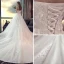 Affordable White Wedding Dresses 2018 A-Line / Princess Strapless Sleeveless Backless Lace Appliques Flower Pearl Ruffle Chapel Train