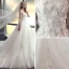 Affordable White Wedding Dresses 2018 A-Line / Princess Strapless Sleeveless Backless Lace Appliques Flower Pearl Ruffle Chapel Train