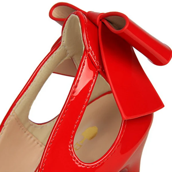 Schön Nude Datierung Schleife Pumps 2020 Lackleder 10 cm Stilettos Spitzschuh Pumps