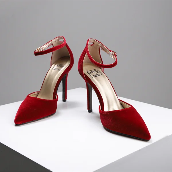 Chic / Beautiful Blushing Pink Dancing Suede Womens Shoes 2020 Ankle Strap 10 cm Stiletto Heels Pointed Toe Heels