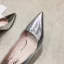 Silber Strassenmode Leder Herbst Frühling Sommer Thick Heels 8 cm Pumps 8 cm / 3 inch Spitzschuh 2020 Edles Pumps
