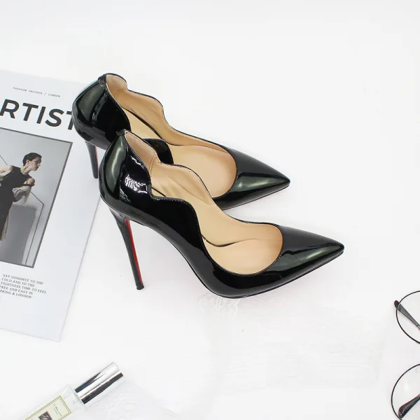 Schlicht Erschwinglich Schwarz Strassenmode Pumps 2020 12 cm Stilettos Spitzschuh Pumps