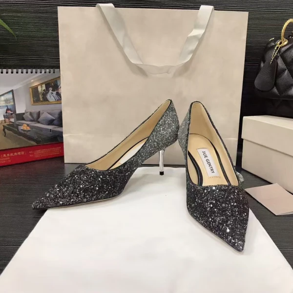 Scintillantes Océan Bleu Soirée Paillettes Escarpins 2021 Cuir 8 cm Talons Aiguilles À Bout Pointu Escarpins Talons Hauts