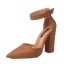 Prisvärd Brun Casual Sandaler Dam 2020 Ankelband 8 cm Tjocka Klackar Spetsiga Sandaler