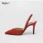 Schlicht Beige Büro OL Slingpumps Sandalen Damen 2020 Wildleder 8 cm Stilettos Spitzschuh Sandaletten