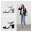 Schlicht Grün Büro OL Wildleder Sandalen Damen 2020 8 cm Thick Heels Peeptoes Sandaletten